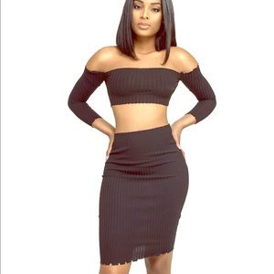 2 Piece Black Pencil Skirt Set